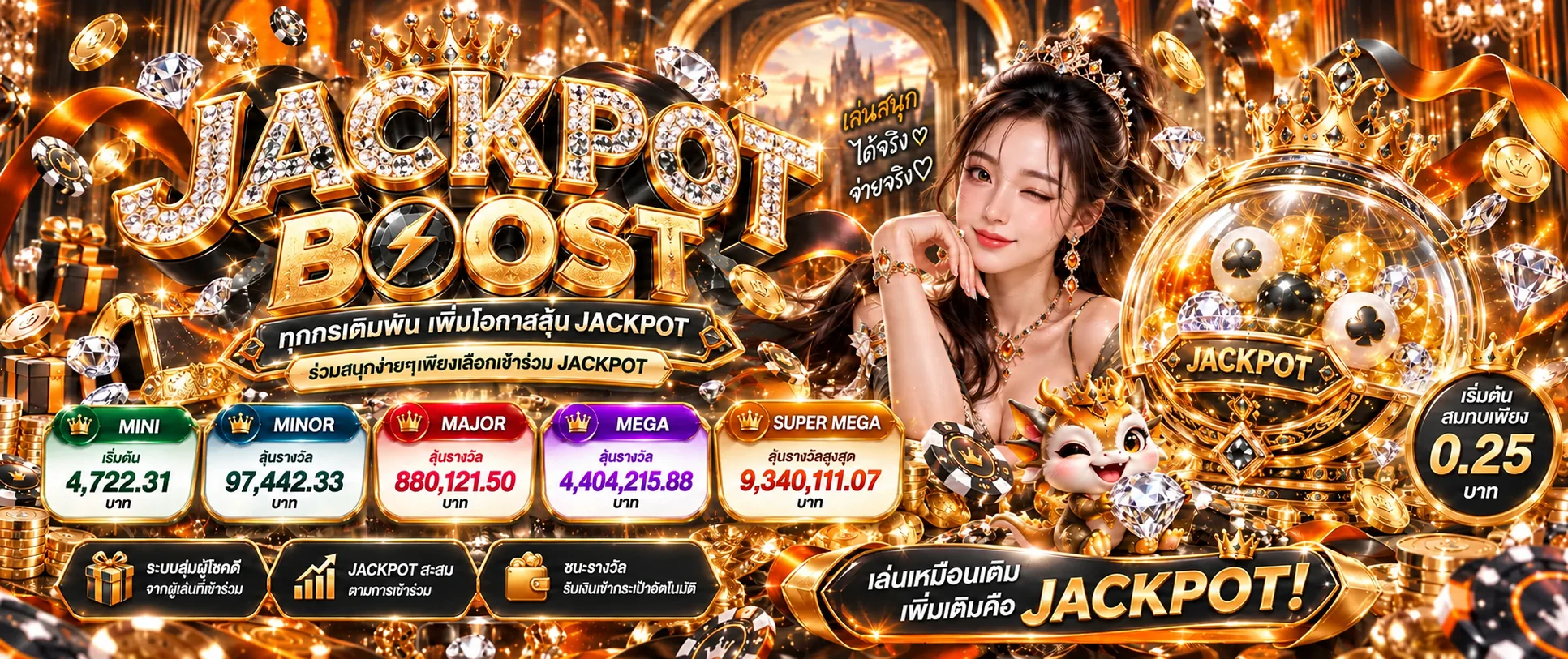 แบนเนอร์ BGON888 แจ็กพอตโทนส้มดำ